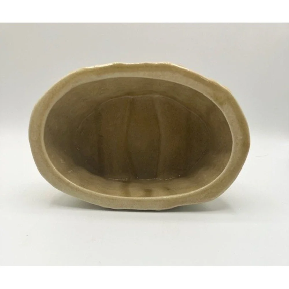 Vintage House of Webster Pottery Planter Basket Weave Design  Yellowish Beige‎